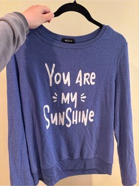 Wildfox Blue Graphic Pullover with White Text